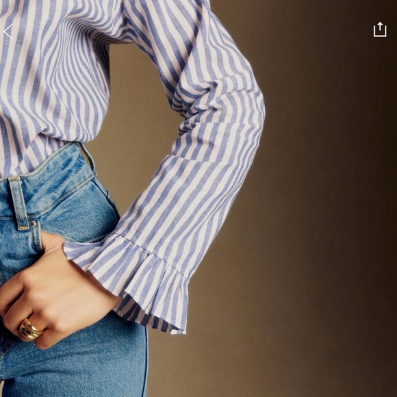 Sezane Erine Shirt Blue Stripes - Size 14 - Picture 3 of 3